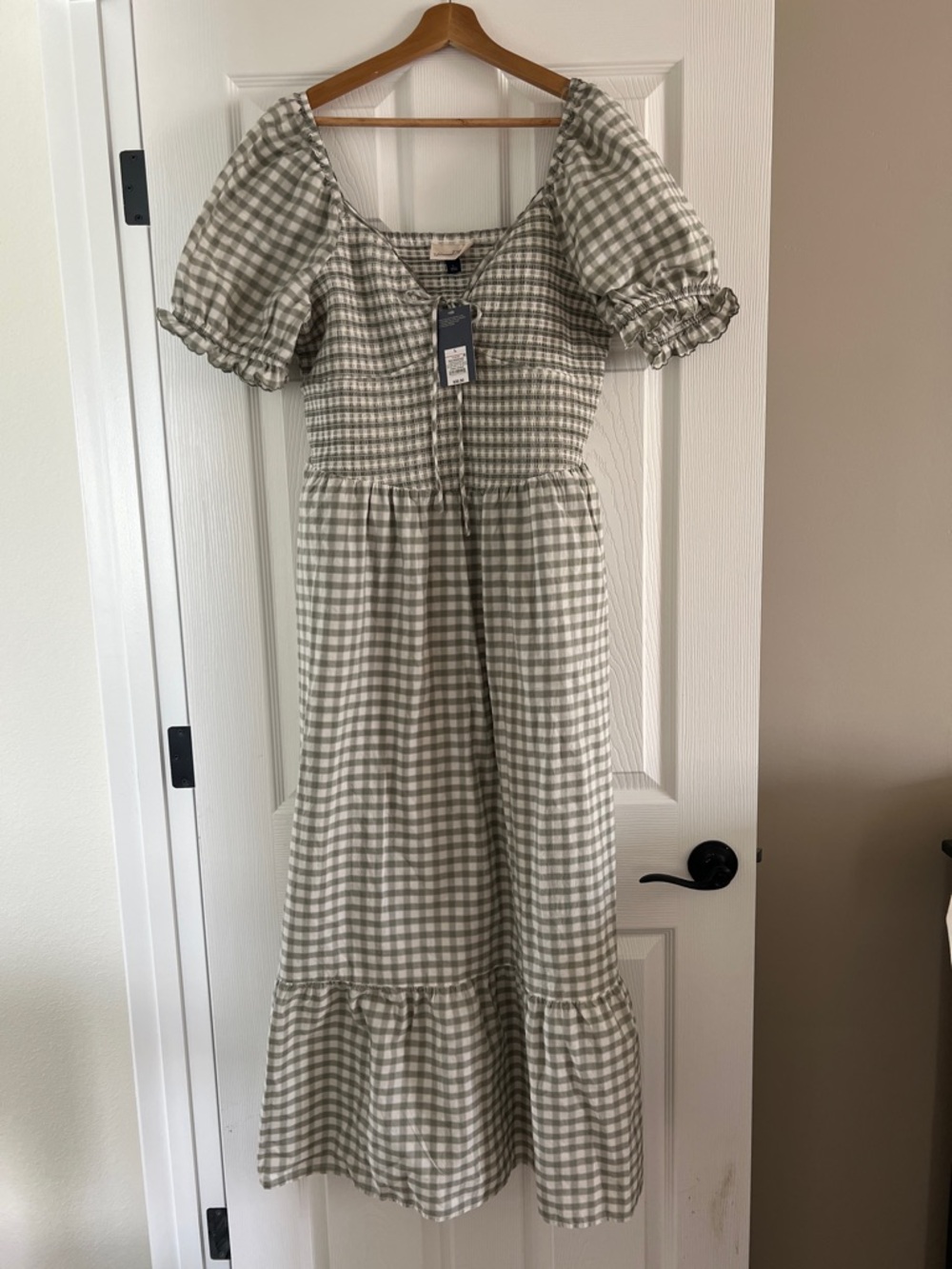 Universal Thread Olive Green Gingham Maxi Dress